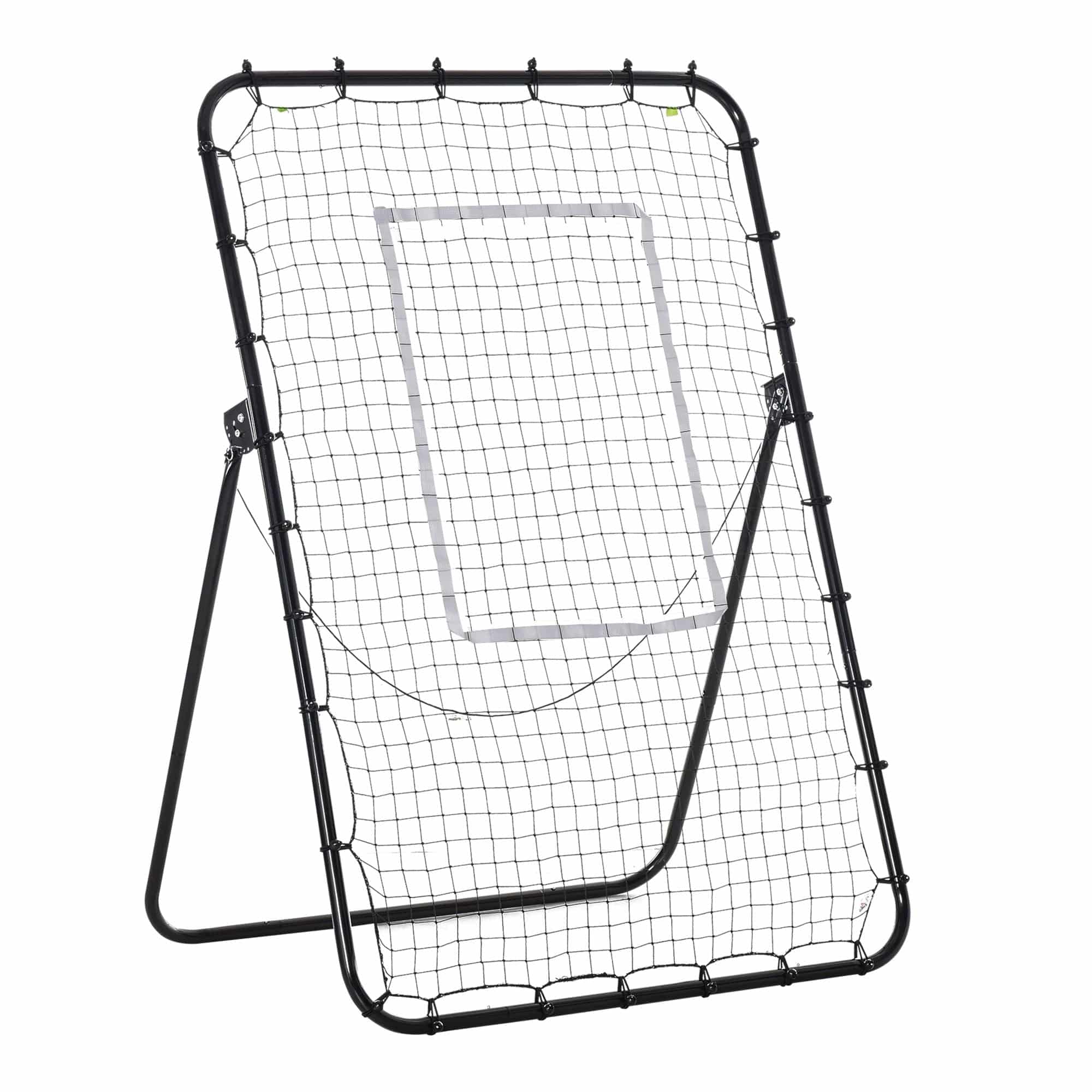 Fodbold-reboundnet, justerbar vinkel, højdejusterbar, rebounder, kickback, sort